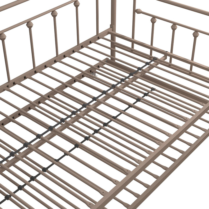 Manila Metal Daybed and Trundle Set with Sturdy Metal Frame and Slats - Millennial Pink - Twin