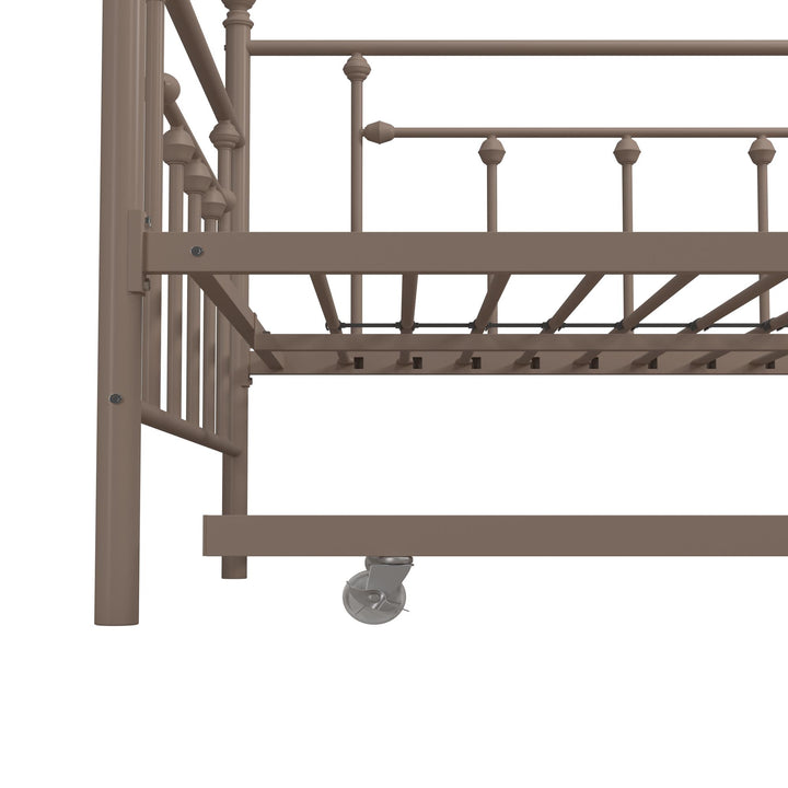 Manila Metal Daybed and Trundle Set with Sturdy Metal Frame and Slats - Millennial Pink - Twin