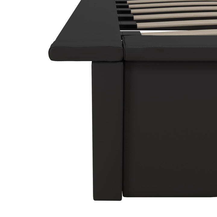 Maven Upholstered Bed with Modern Low Profile Design - Black - Full