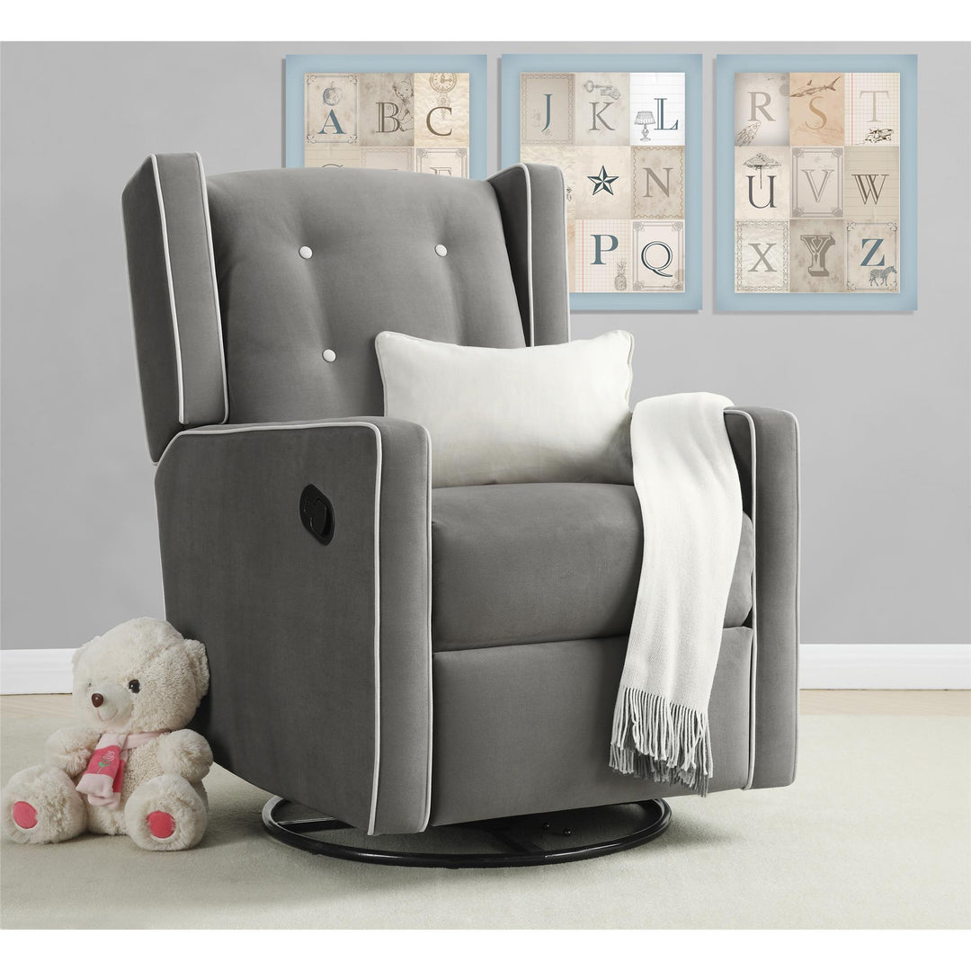 Swivel Glider Recliner with Comfort Seating -  Gray