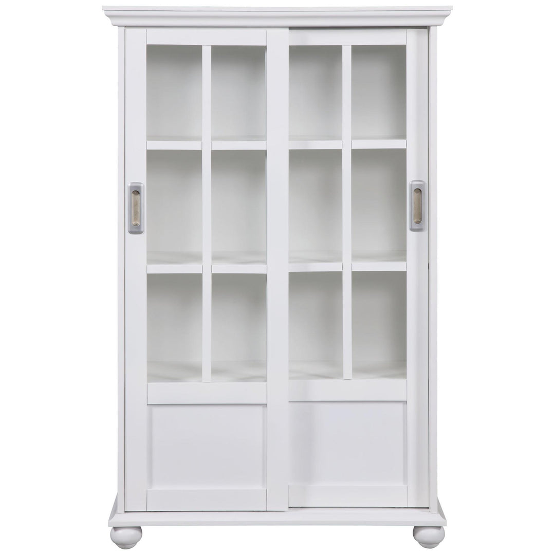 Aaron Lane Tall Bookcase with 2 Sliding Glass Doors - White