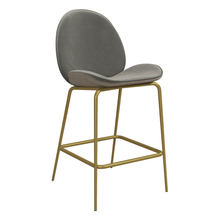 Astor Upholstered Counter Height Bar Stool with Gold Metal Legs - Light Gray