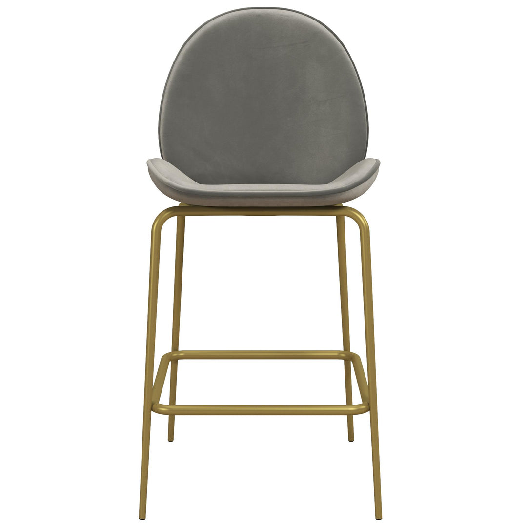 Astor Upholstered Counter Height Bar Stool with Gold Metal Legs - Light Gray