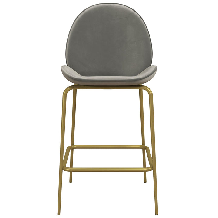Astor Upholstered Counter Height Bar Stool with Gold Metal Legs - Light Gray