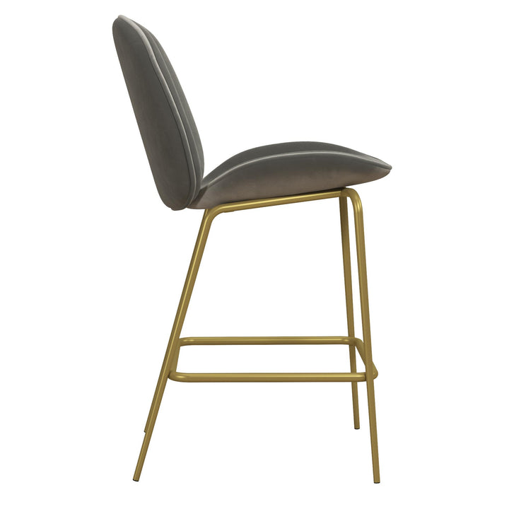 Astor Upholstered Counter Height Bar Stool with Gold Metal Legs - Light Gray
