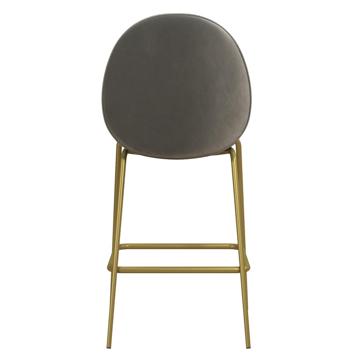 Astor Upholstered Counter Height Bar Stool with Gold Metal Legs - Light Gray