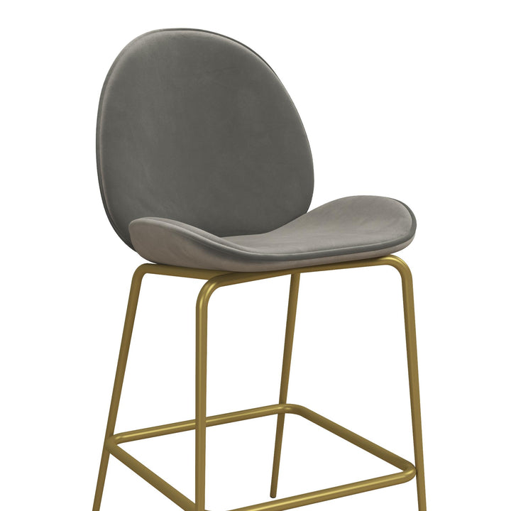 Astor Upholstered Counter Height Bar Stool with Gold Metal Legs - Light Gray