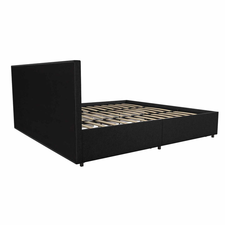 Kelly Upholstered Bed with 4 Storage Drawers - Dark Gray Linen - King