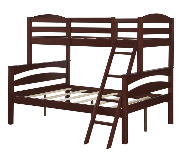 Brady Twin over Full Wooden Bunk Bed Frame with Ladder - Espresso