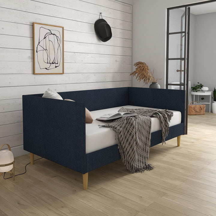 Franklin Mid Century Upholstered Daybed Contemporary Design - Blue Linen - Twin