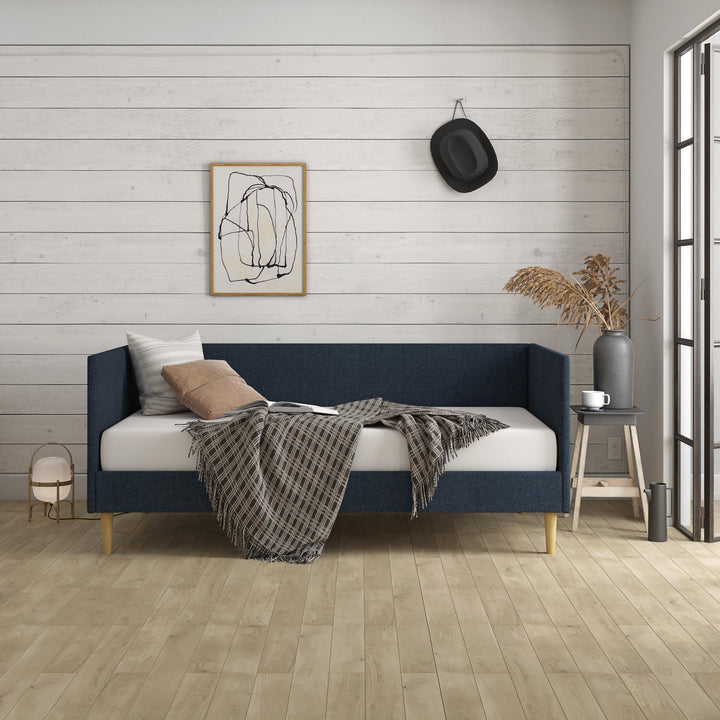 Franklin Mid Century Upholstered Daybed Contemporary Design - Blue Linen - Twin