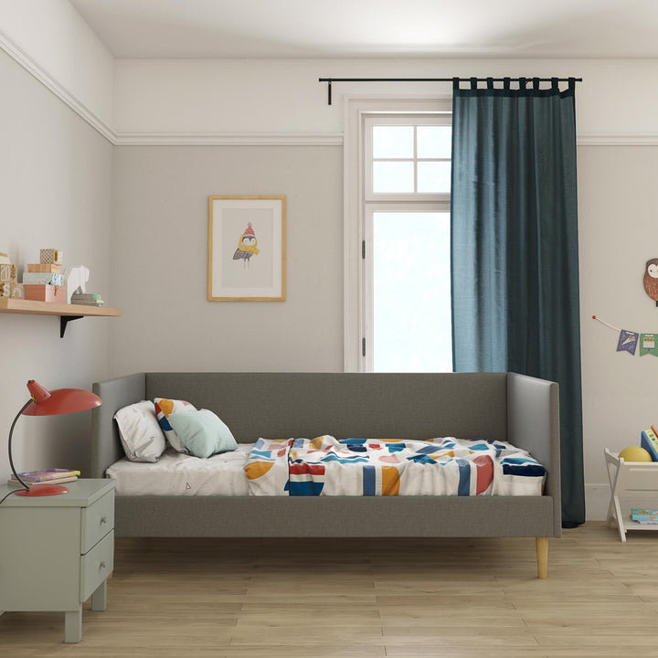 Franklin Mid Century Upholstered Daybed Contemporary Design - Grey Linen - Twin