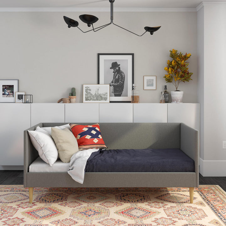 Franklin Mid Century Upholstered Daybed Contemporary Design - Grey Linen - Twin