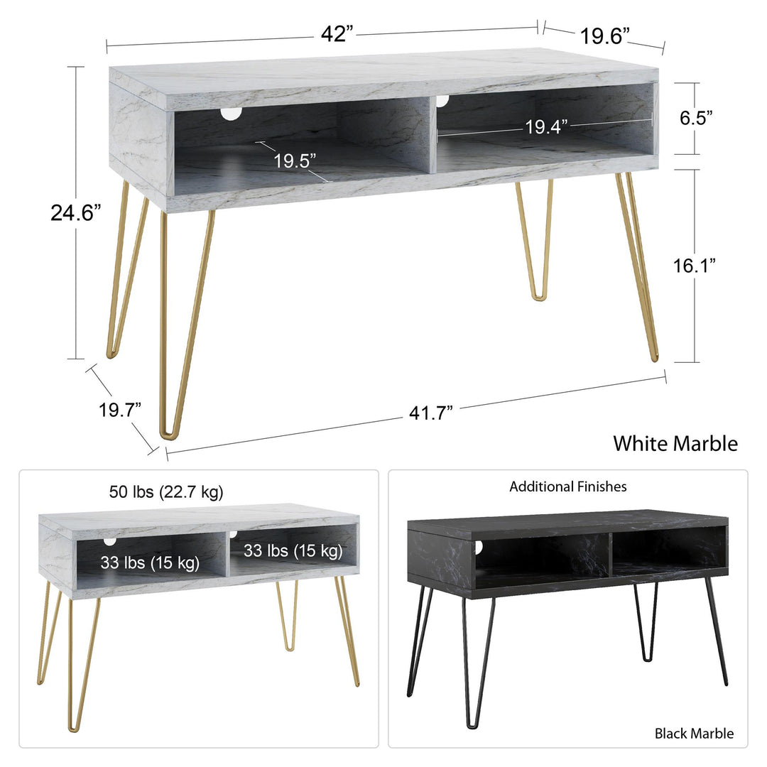 Athena TV Stand for TVs up to 42 Inches - Black Marble