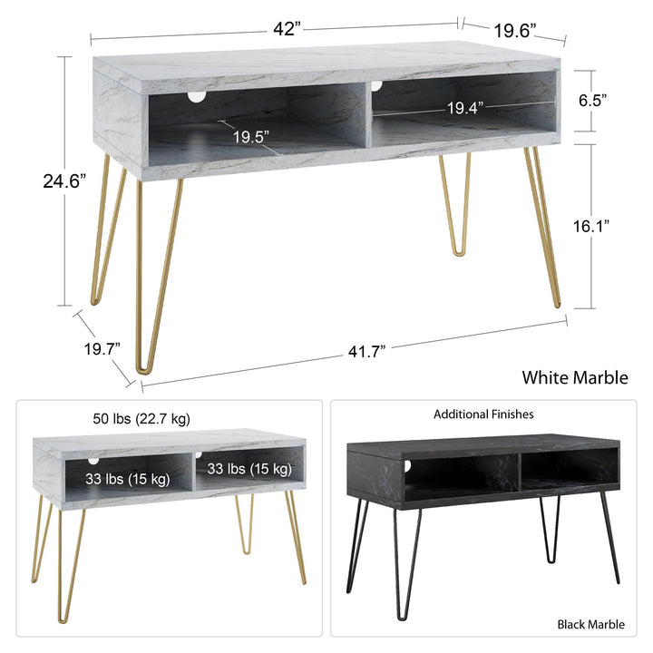 Athena TV Stand for TVs up to 42 Inches - Black Marble