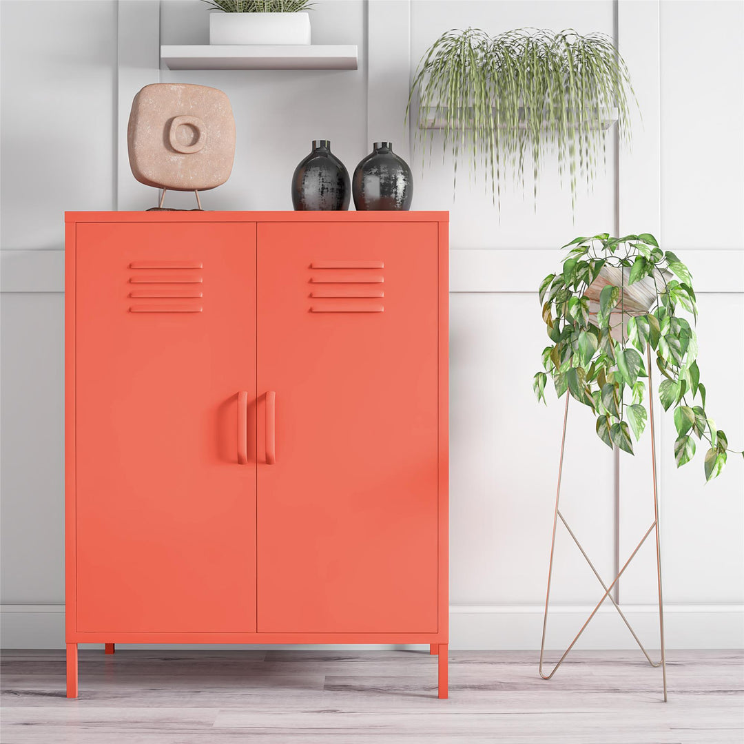 Stylish metal locker with 2 doors -  Orange