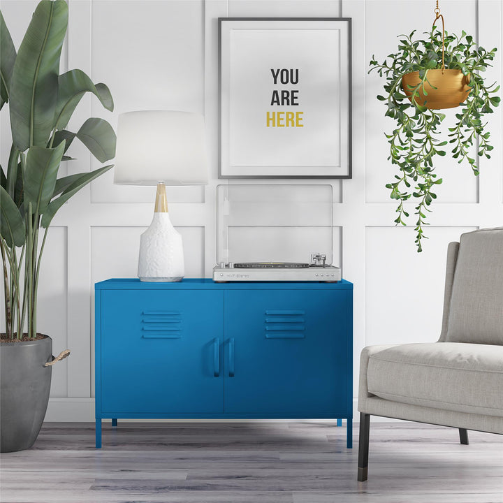 Cache 2 Door Metal Locker Accent Cabinet - Bright Blue