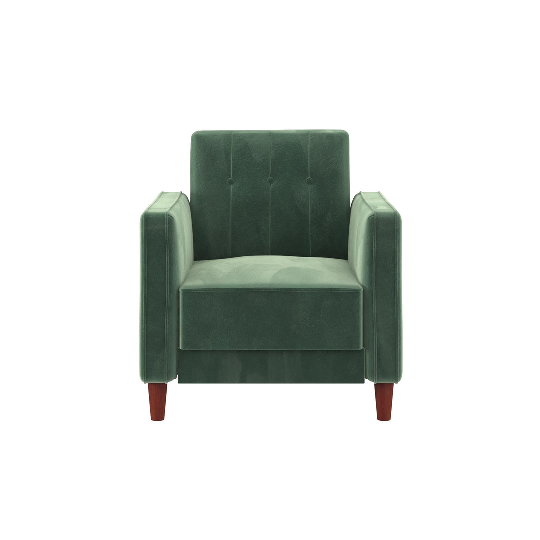 Pin Tufted Accent Chair with Wide-Track Arms and Vertical Stitching - Light Green