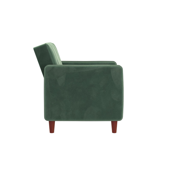 Pin Tufted Accent Chair with Wide-Track Arms and Vertical Stitching - Light Green