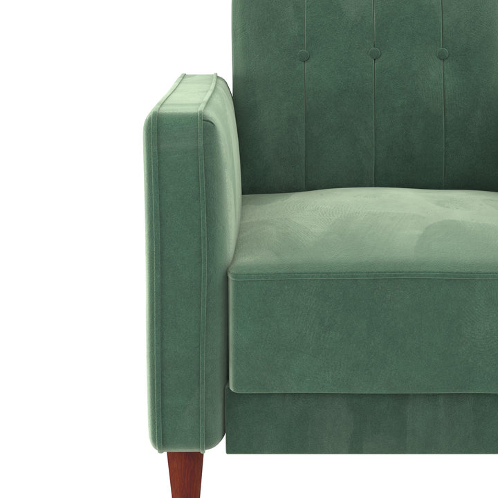 Pin Tufted Accent Chair with Wide-Track Arms and Vertical Stitching - Light Green