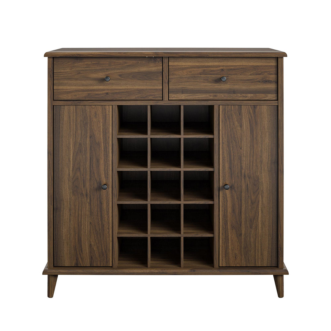 Wexford Bar Cabinet with 15 Open Bottle Cubbies - Florence Walnut