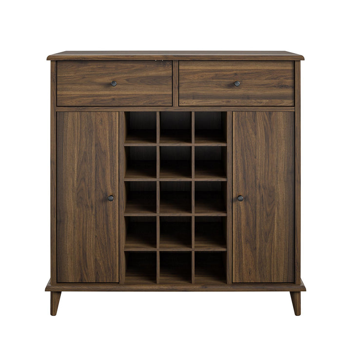 Wexford Bar Cabinet with 15 Open Bottle Cubbies - Florence Walnut