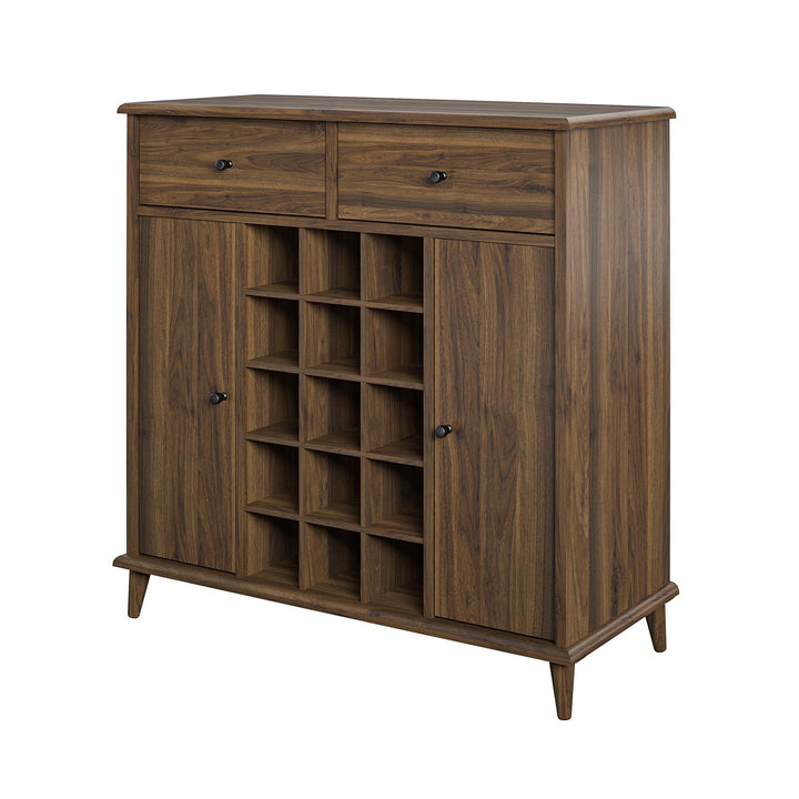 Sleek Storage Bar Cabinet - Florence Walnut