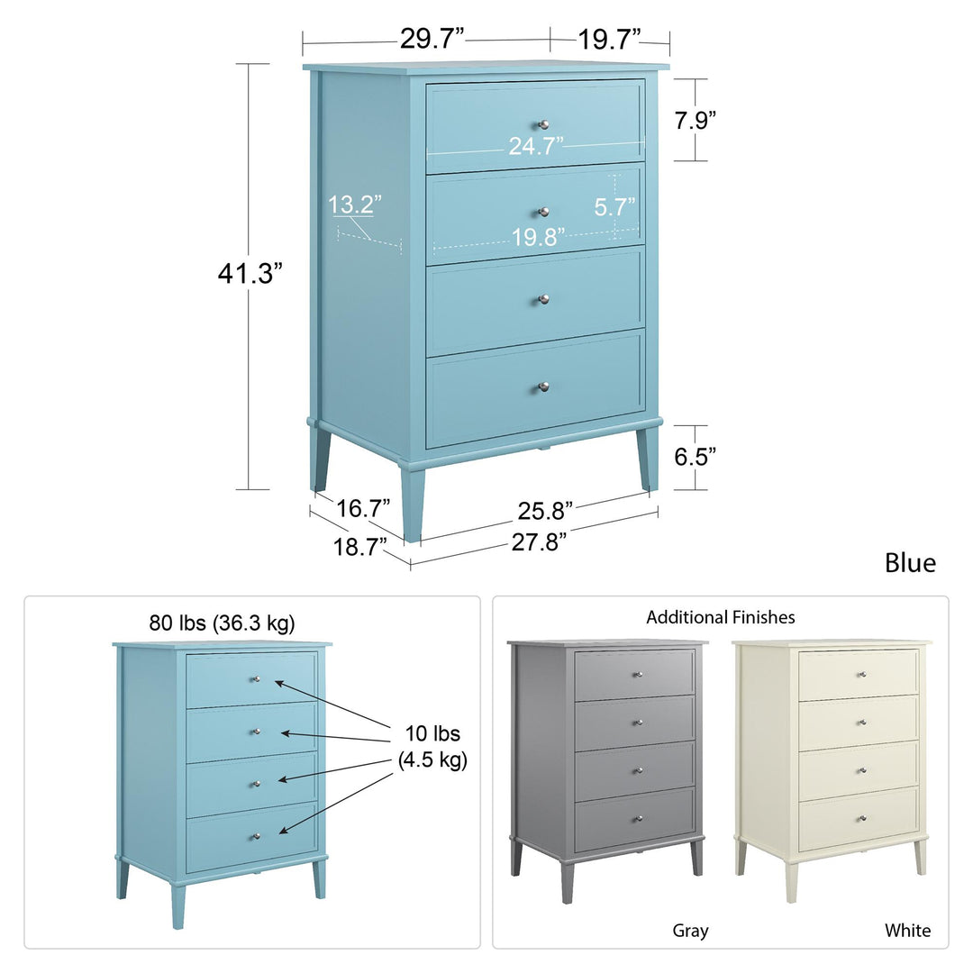 Franklin durable metal slide chest -  White