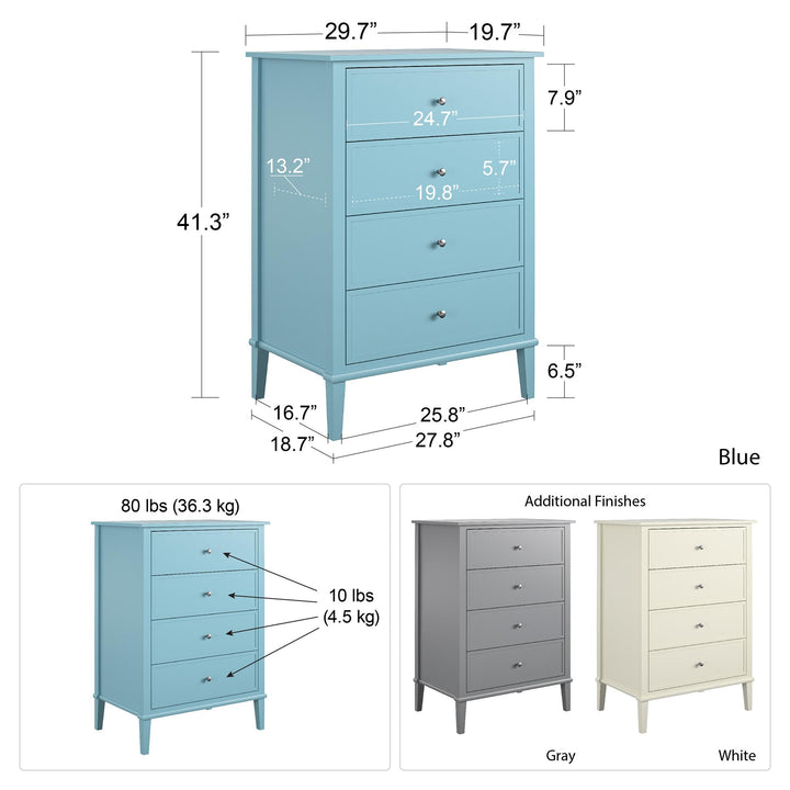 Franklin durable metal slide chest -  White