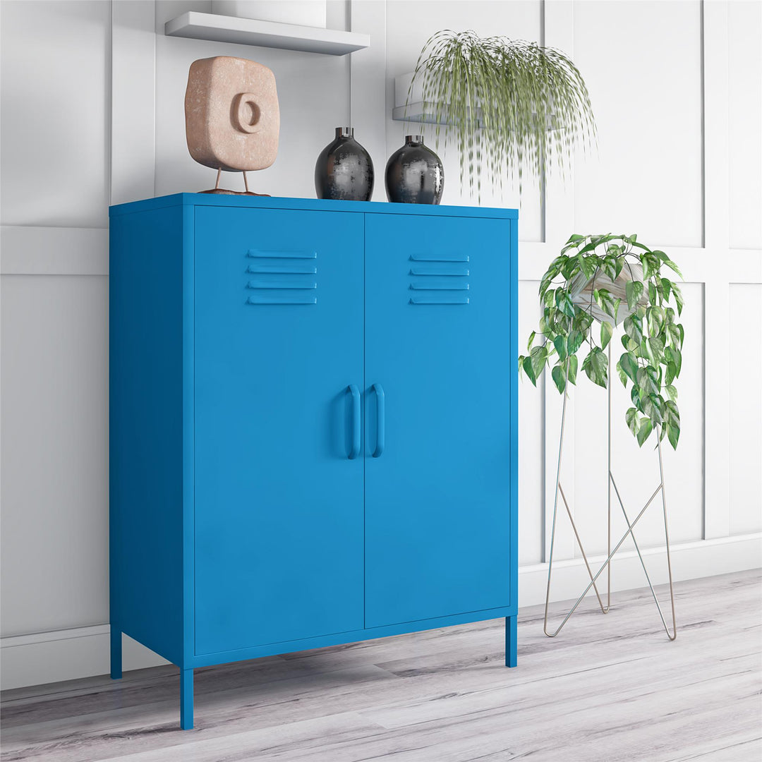 Cache 2 Door Metal Locker Storage Cabinet - Blue