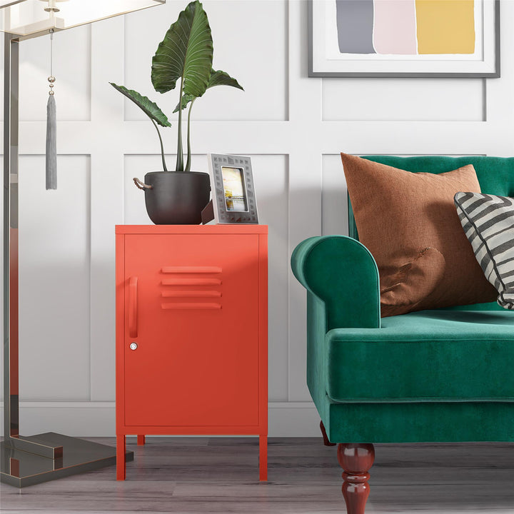 Cache 1 Door Metal Locker End Table - Orange