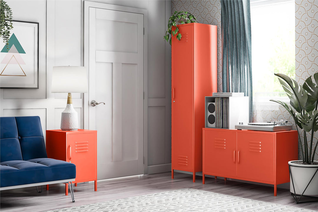 Cache 1 Door Metal Locker End Table - Orange