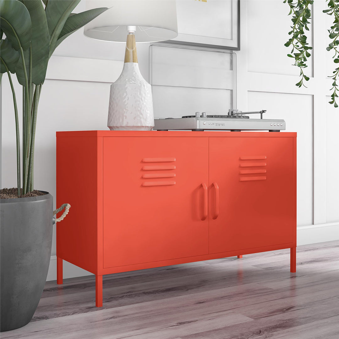 Cache 2 Door Metal Locker Accent Cabinet - Orange