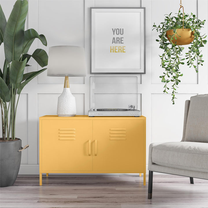 Cache 2 Door Metal Locker Accent Cabinet - Yellow