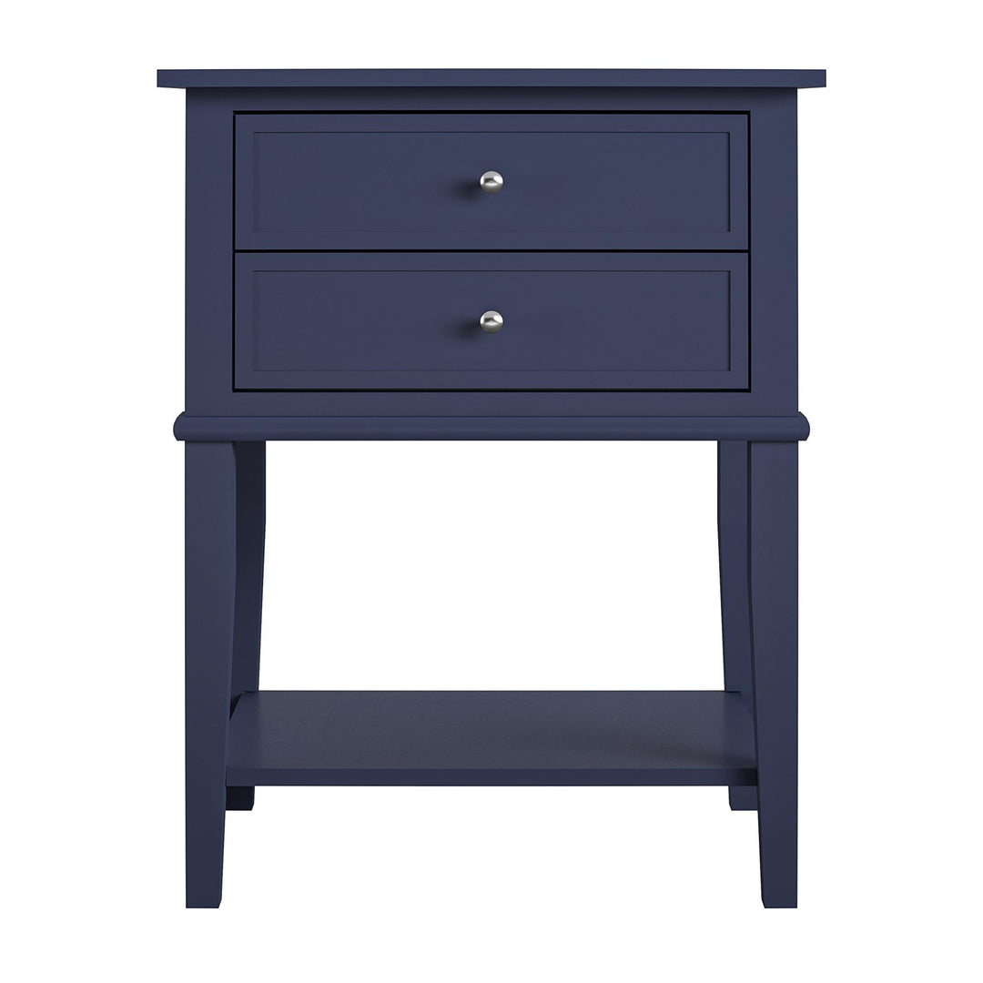 Franklin Nightstand Table with 2 Drawers and Lower Shelf - Navy
