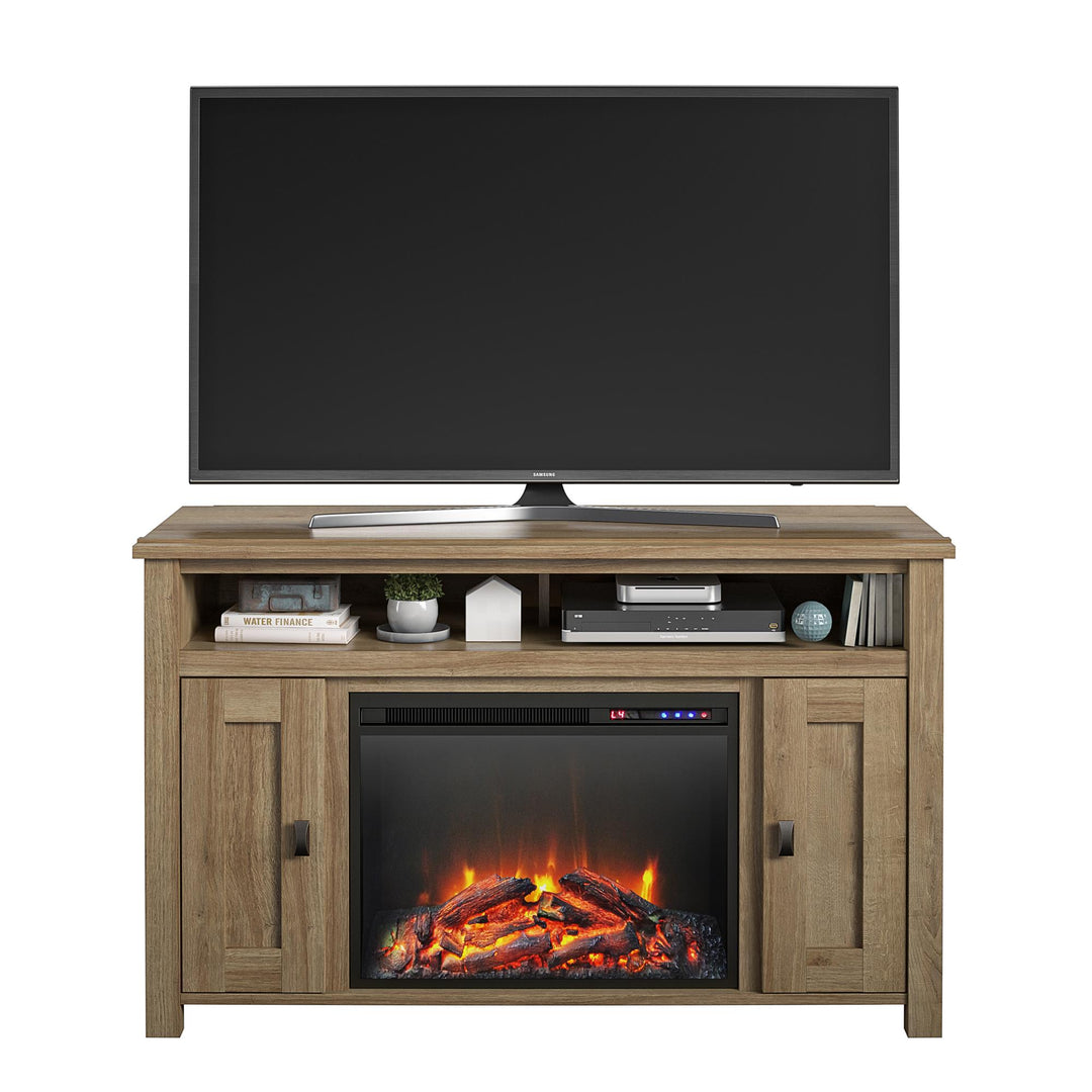 Fireplace TV Console for Medium Sized TVs -  Natural