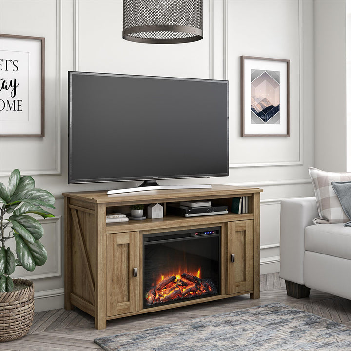 Electric Fireplace TV Console for 50 Inch TV -  Natural