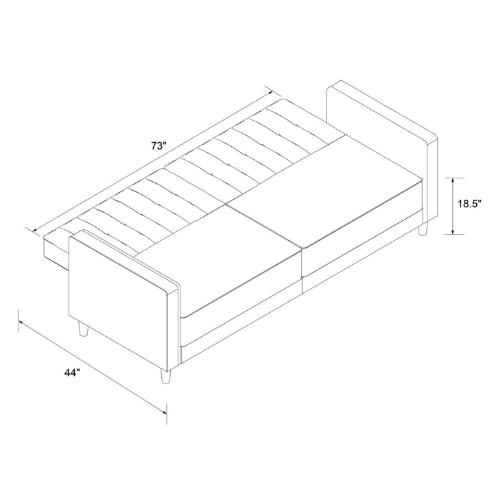 Pin Tufted Transitional Futon with Vertical Stitching and Button Tufting - Mustard