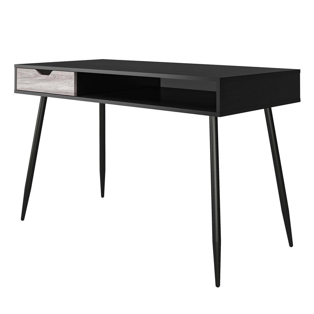 Grafton Writing Desk with Open Cubby and Drawer - Black Oak