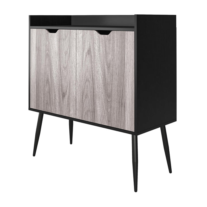 Grafton Bar Cabinet with 4 Shelves and 2 Bottle Dividers - Black Oak