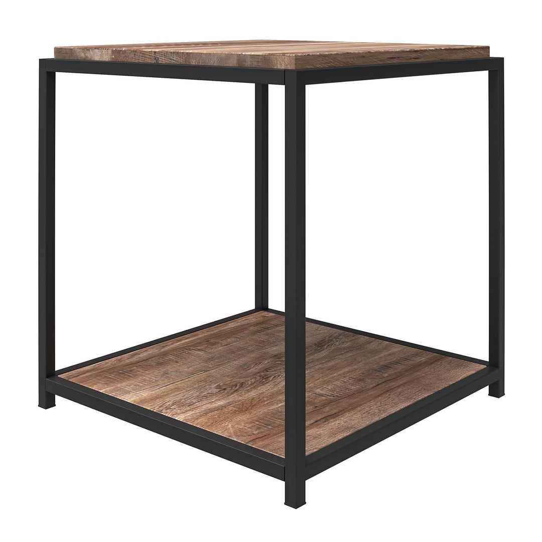 End Table with Clutter-Free Design Solution - Weathered Oak