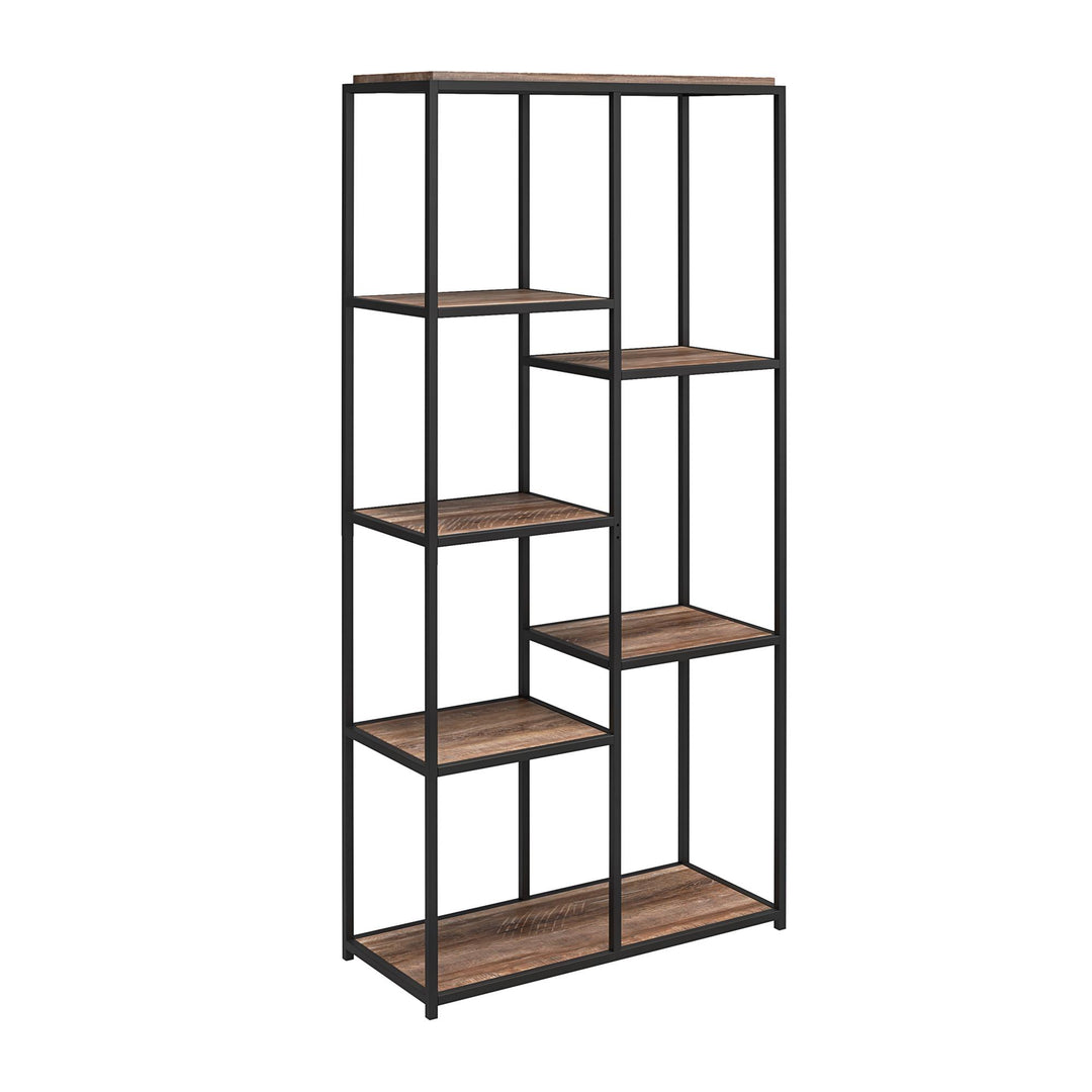 Fayette 5 Open Shelf Bookcase with Sturdy Metal Frame - Weathered Oak