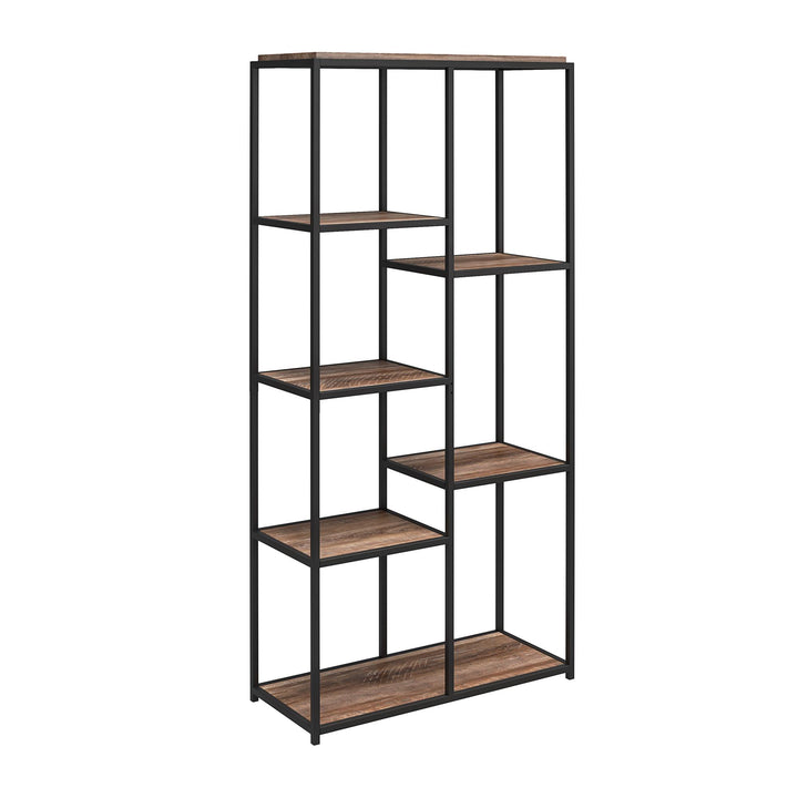 Fayette 5 Open Shelf Bookcase with Sturdy Metal Frame - Weathered Oak
