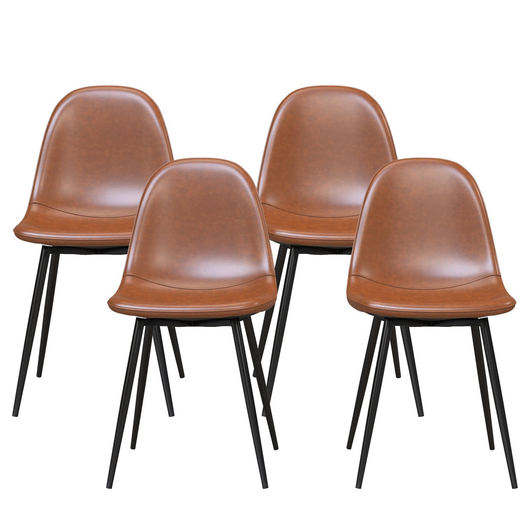 Brandon Upholstered Mid Century Modern Kitchen Dining Chairs, Set of 4 - Camel