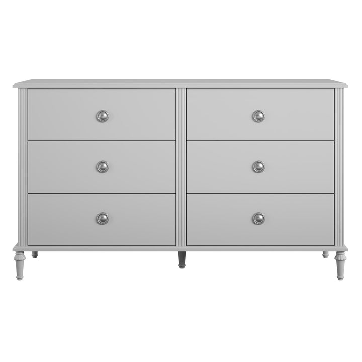 Rowan Valley Arden 6 Drawer Dresser with Silver Ring Drawer Pulls - Dove Gray