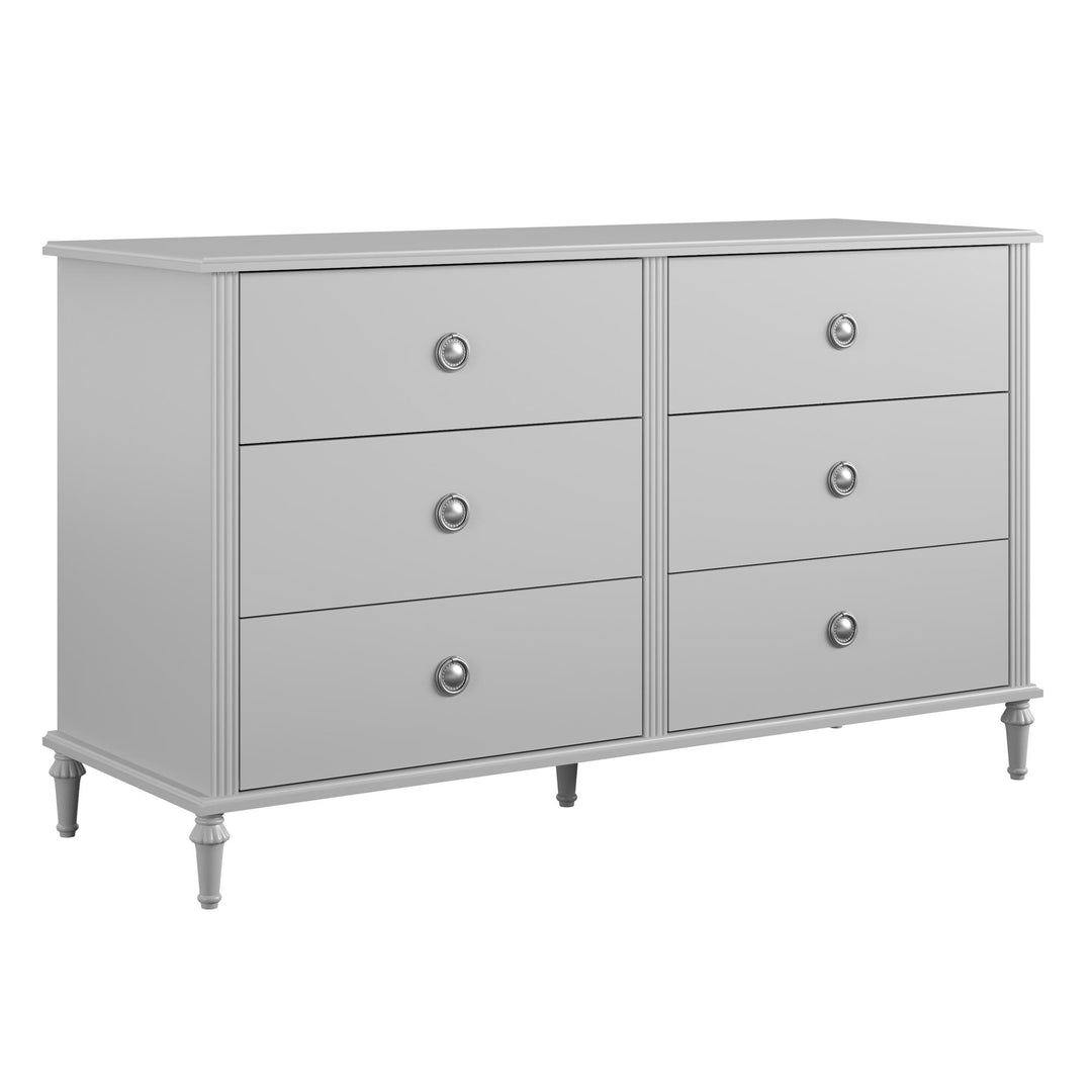 Rowan Valley Arden 6 Drawer Dresser with Silver Ring Drawer Pulls - Dove Gray