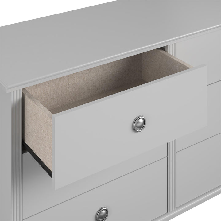 Rowan Valley Arden 6 Drawer Dresser with Silver Ring Drawer Pulls - Dove Gray
