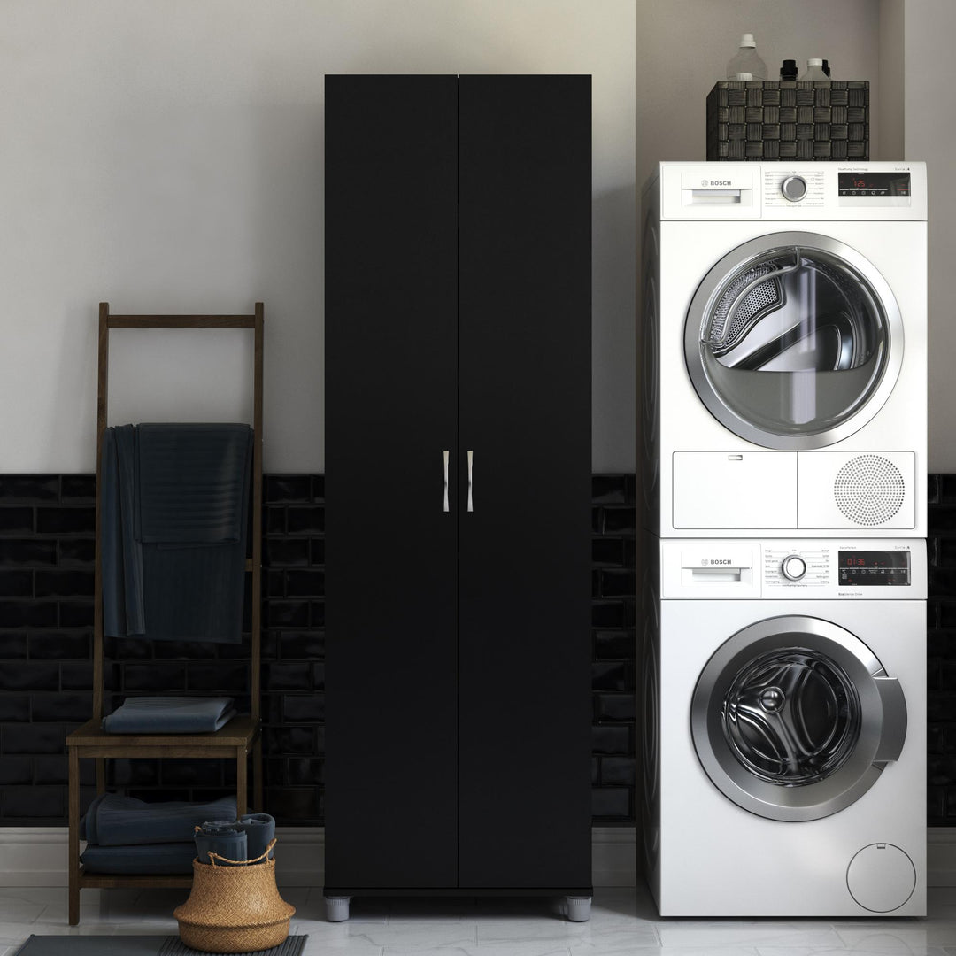Basin 24 Inch 2 Door Utility Storage Cabinet - Black