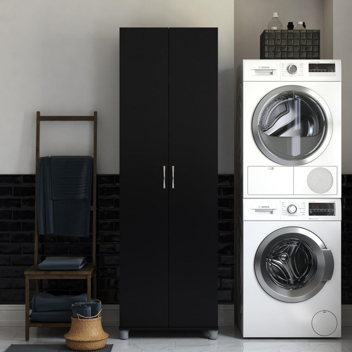 Basin 24 Inch 2 Door Utility Storage Cabinet - Black