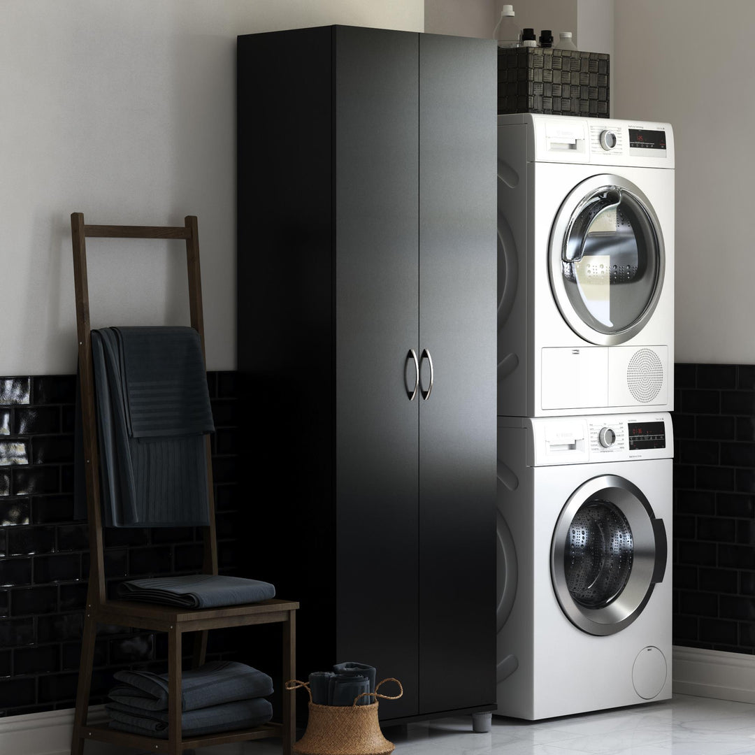 Basin 24 Inch 2 Door Utility Storage Cabinet - Black